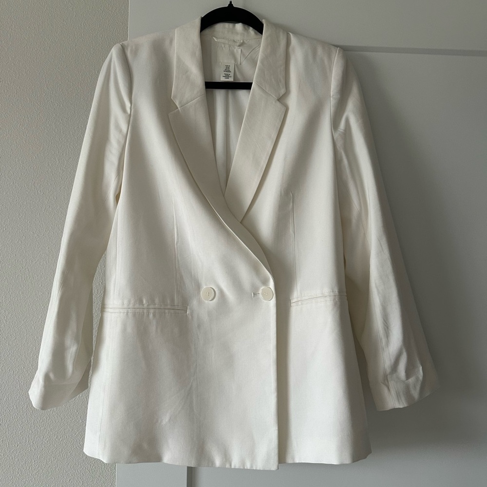 H&M Cream Double-Breasted Blazer